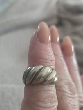 David Yurman, Polished Sterling Silver Twisted Cable Dome Ring.